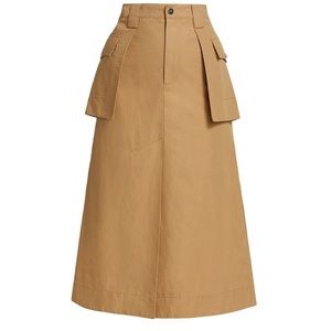 Ganni A-Line Skirt with Large Utility Pockets Cut from Cotton Canvas.